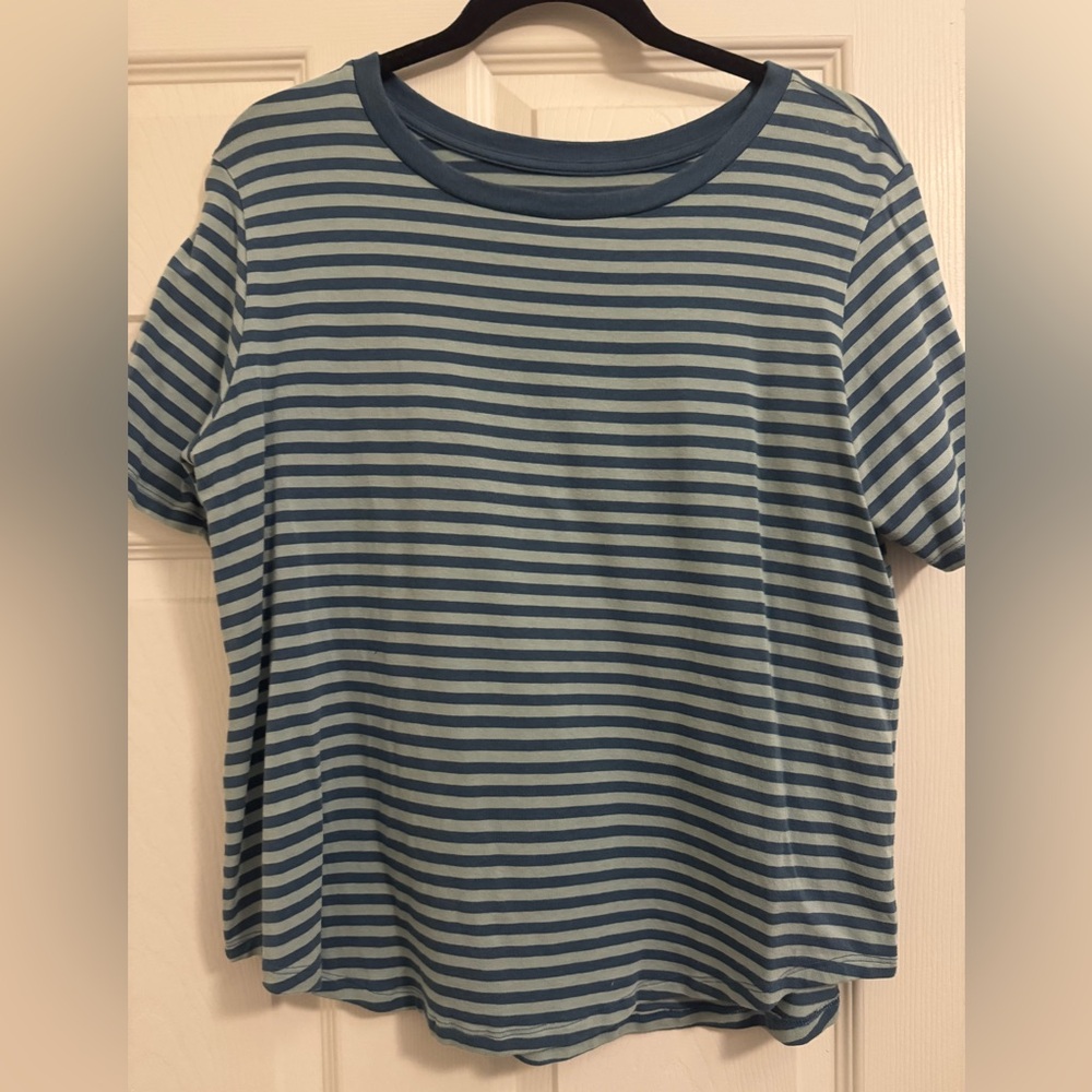 Women’s Blue Striped Short Sleeve Tee